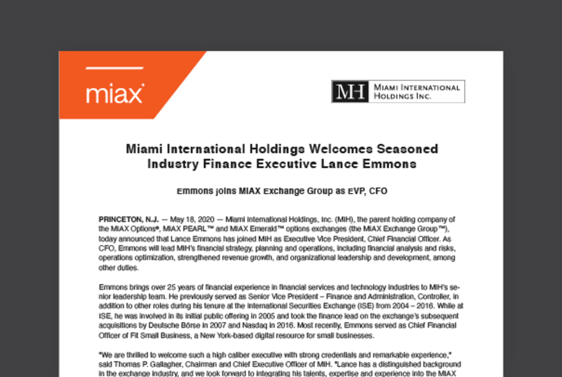 MIAX press release