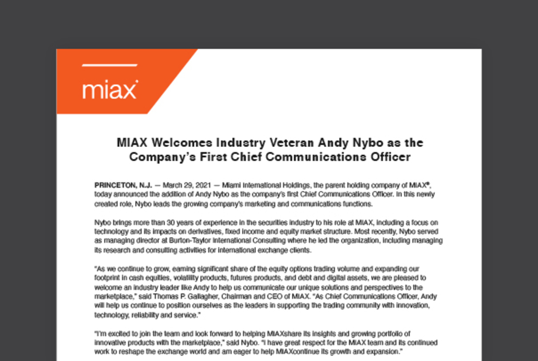 MIAX press release