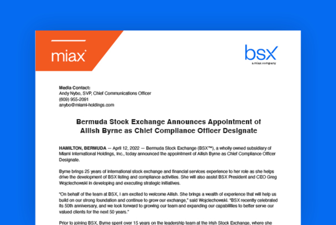 MIAX press release