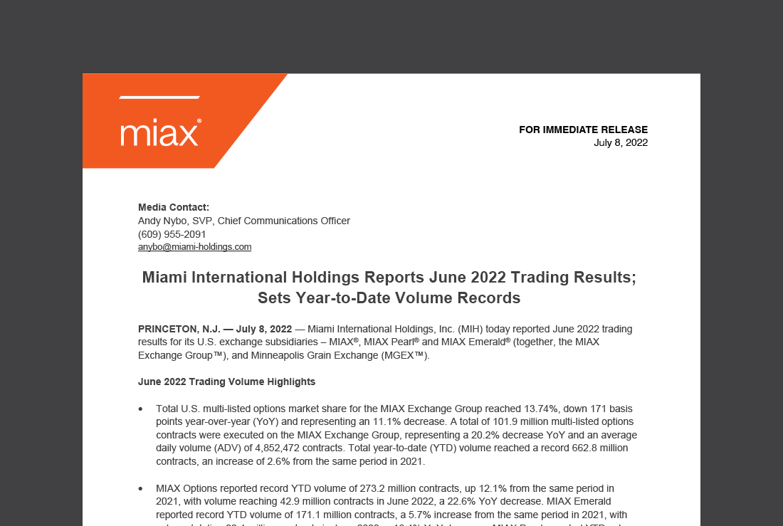 MIAX press release