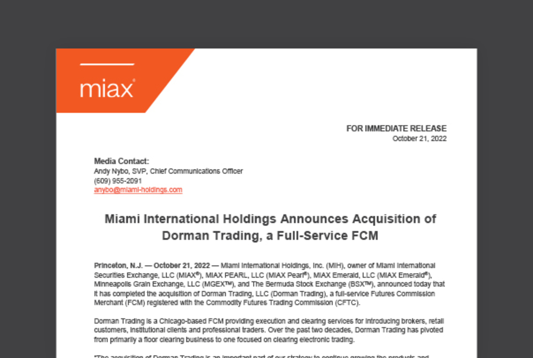 MIAX press release