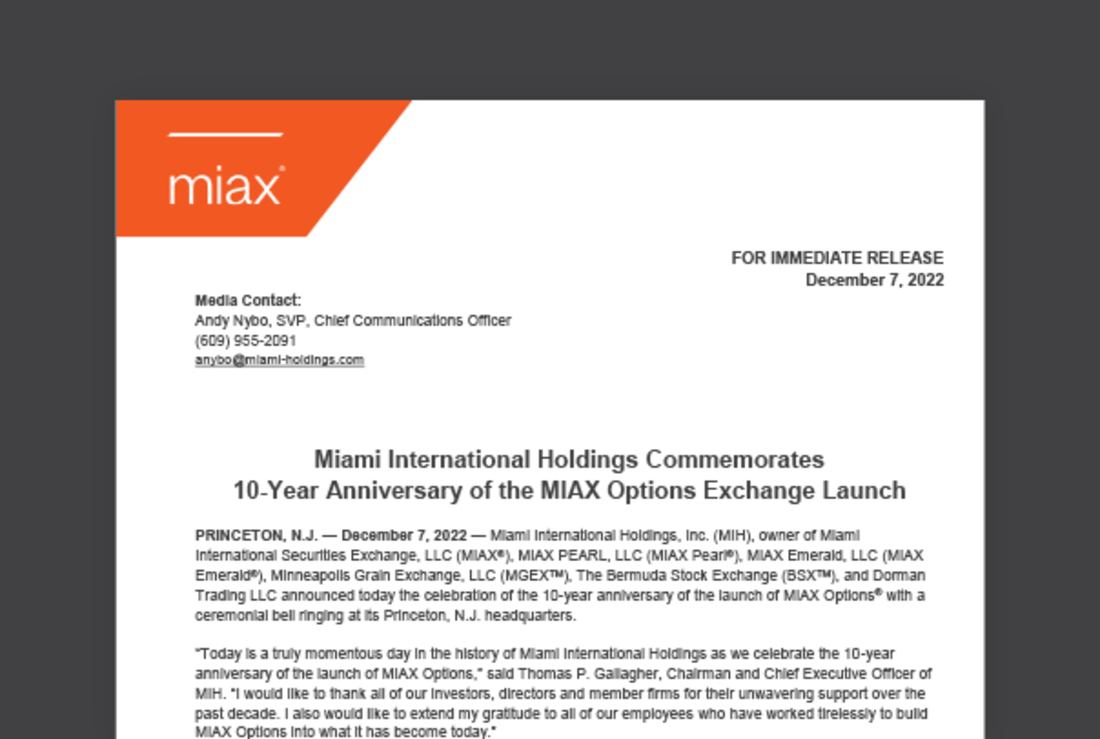 MIAX press release