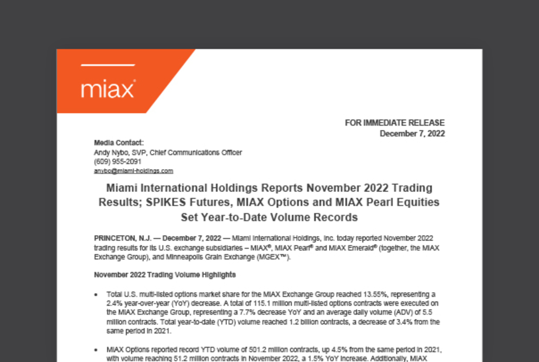 MIAX press release