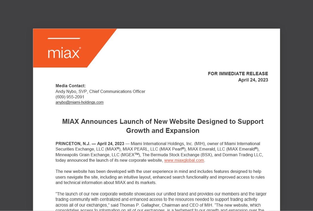 MIAX press release