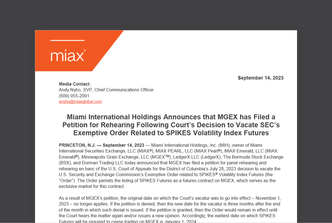 MIAX press release